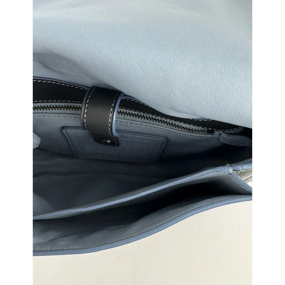 Coach 9170 Saddle Bag 23 Gray Glovetanned Leather Crossbody blue Contrast Stitch